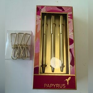 Papyrus Black Ballpoint Pen Set with Floral Box